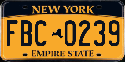 NY license plate FBC0239