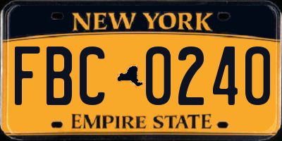 NY license plate FBC0240