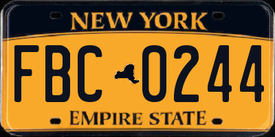 NY license plate FBC0244
