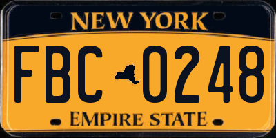 NY license plate FBC0248