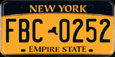 NY license plate FBC0252