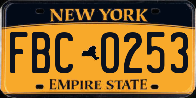 NY license plate FBC0253
