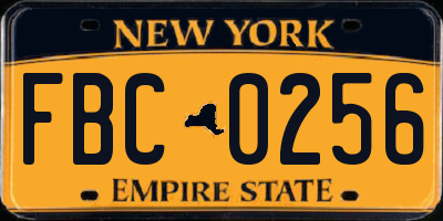 NY license plate FBC0256
