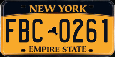 NY license plate FBC0261