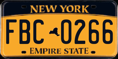 NY license plate FBC0266