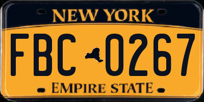 NY license plate FBC0267