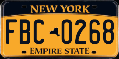 NY license plate FBC0268