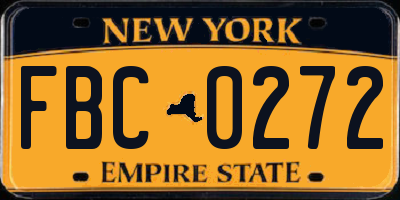 NY license plate FBC0272