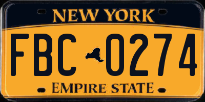 NY license plate FBC0274
