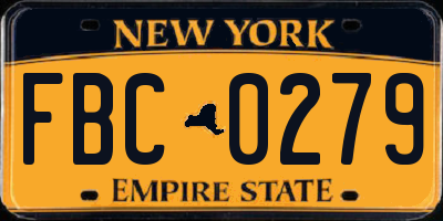 NY license plate FBC0279
