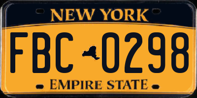 NY license plate FBC0298
