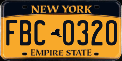 NY license plate FBC0320