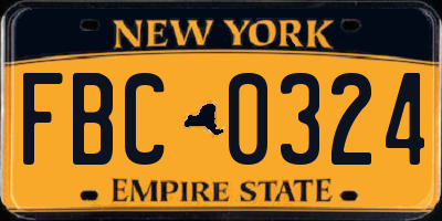 NY license plate FBC0324