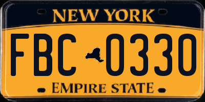 NY license plate FBC0330