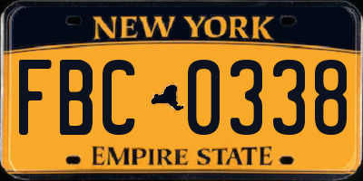 NY license plate FBC0338