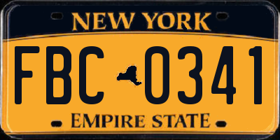 NY license plate FBC0341
