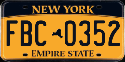 NY license plate FBC0352