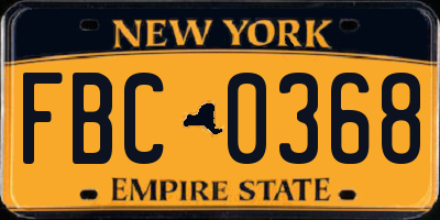 NY license plate FBC0368