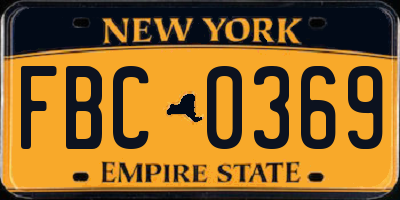 NY license plate FBC0369