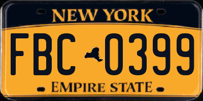 NY license plate FBC0399