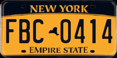 NY license plate FBC0414
