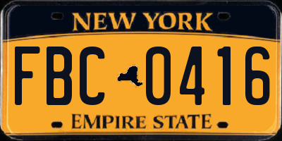 NY license plate FBC0416