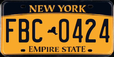 NY license plate FBC0424