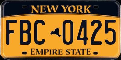 NY license plate FBC0425