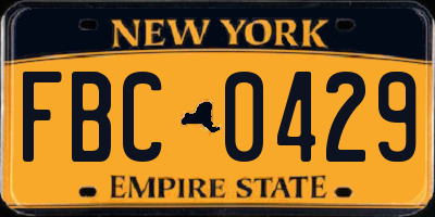 NY license plate FBC0429
