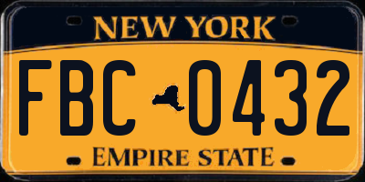 NY license plate FBC0432