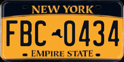 NY license plate FBC0434