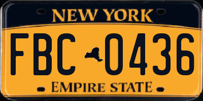 NY license plate FBC0436