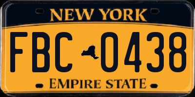 NY license plate FBC0438