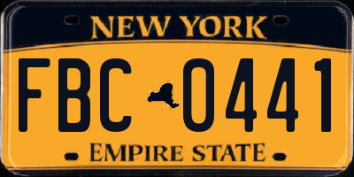 NY license plate FBC0441