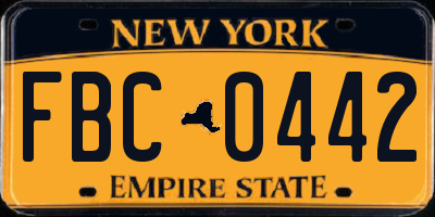NY license plate FBC0442