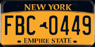 NY license plate FBC0449