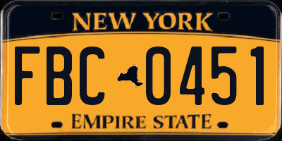 NY license plate FBC0451
