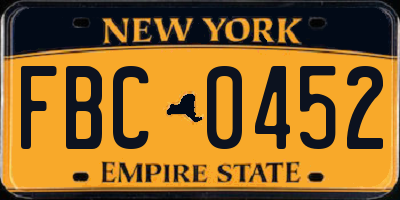 NY license plate FBC0452