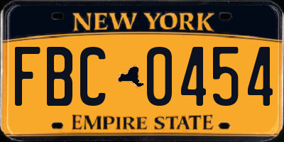 NY license plate FBC0454