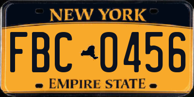 NY license plate FBC0456