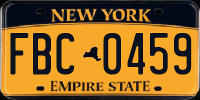 NY license plate FBC0459