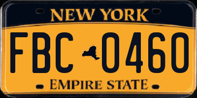 NY license plate FBC0460
