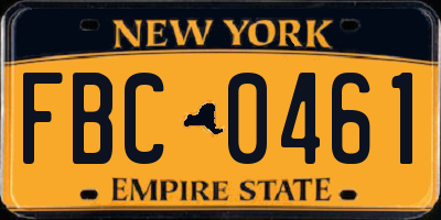 NY license plate FBC0461