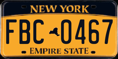 NY license plate FBC0467