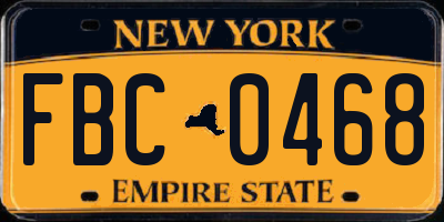 NY license plate FBC0468
