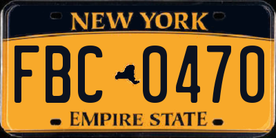 NY license plate FBC0470