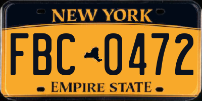 NY license plate FBC0472