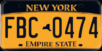NY license plate FBC0474
