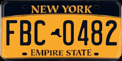 NY license plate FBC0482