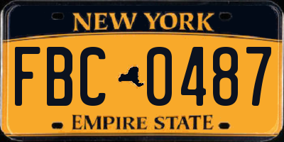NY license plate FBC0487